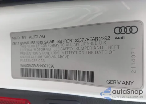 2017 Audi A4 2.0T Ultra Premium from USA, damaged, VIN WAUGMAF46HN071928